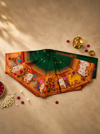 South Brocade Paithani with Cow, Bear, Rabbit and Lotus Border, All-Over Butti and Fancy Pallu