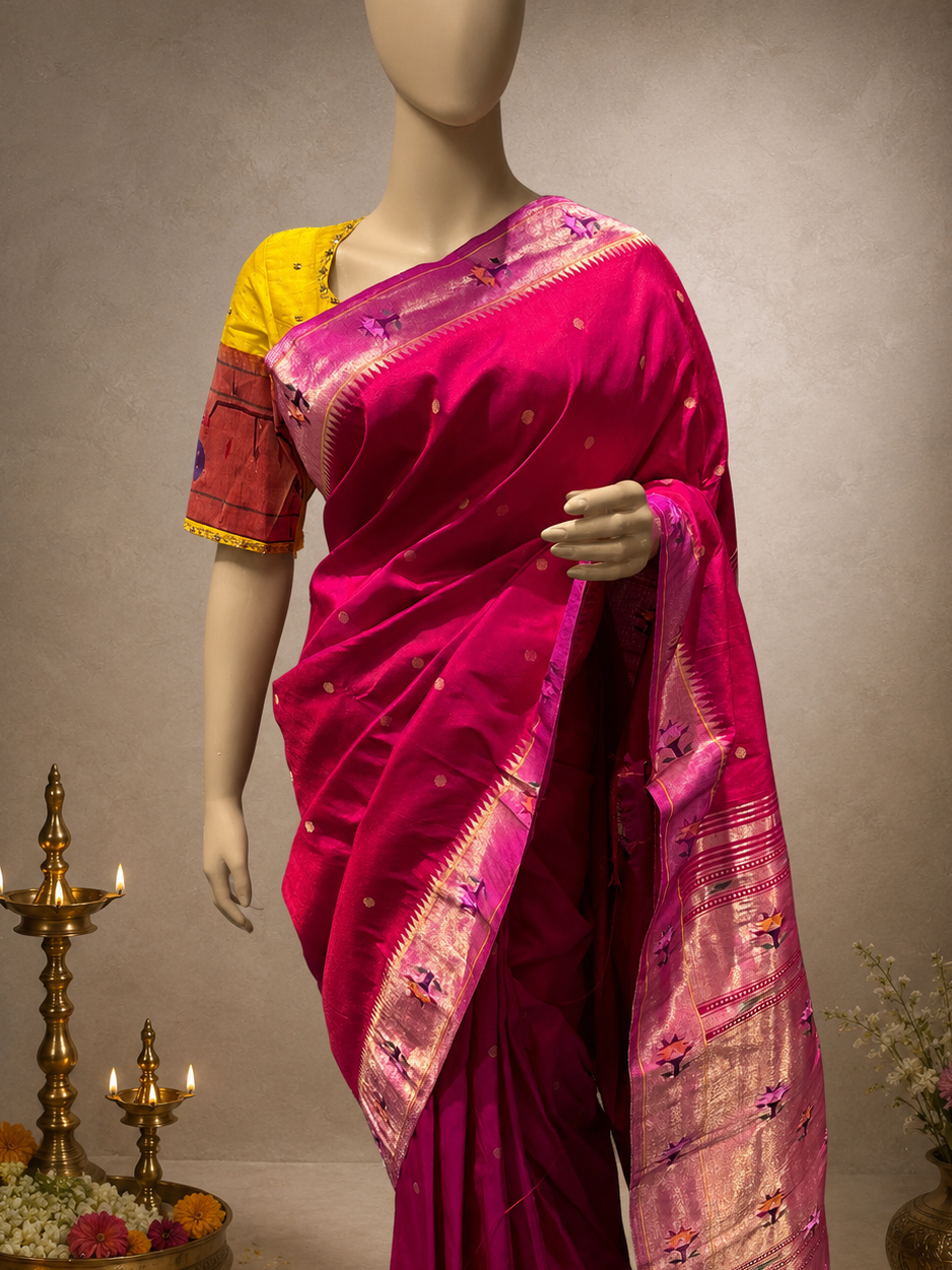 Paithani Brocade Aashawali gap Flower Border