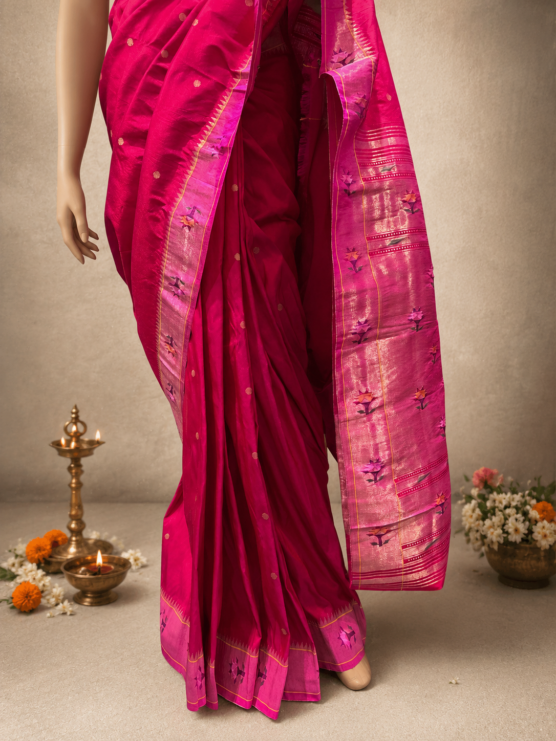Paithani Brocade Aashawali gap Flower Border