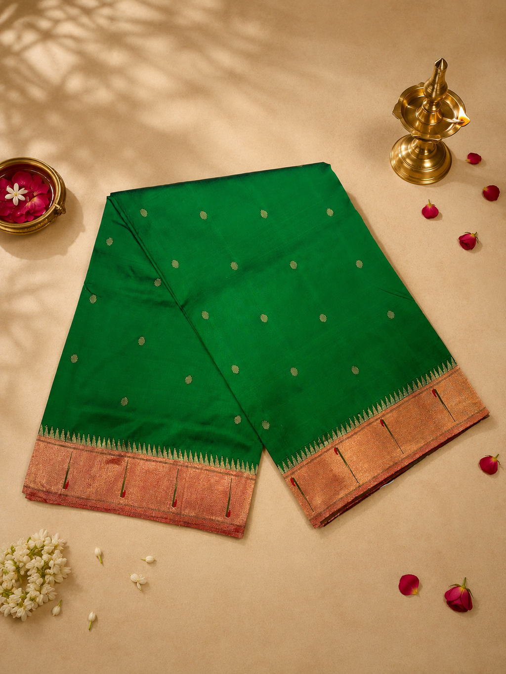 Handloom Muniya Brocade Paithani Designer Pallu