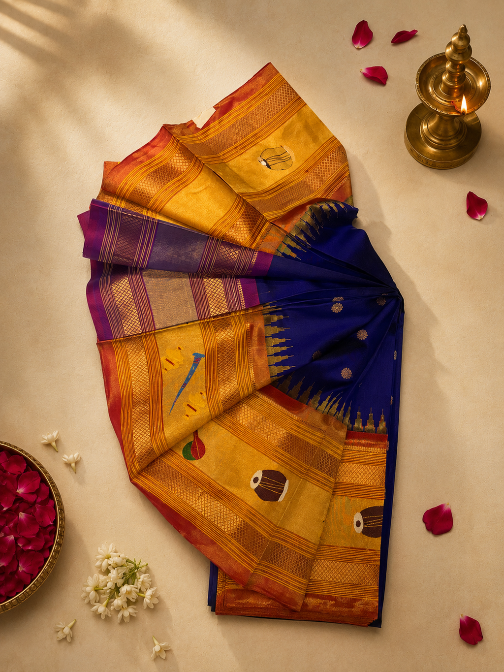 Pure Silk South Musical Border Brocade