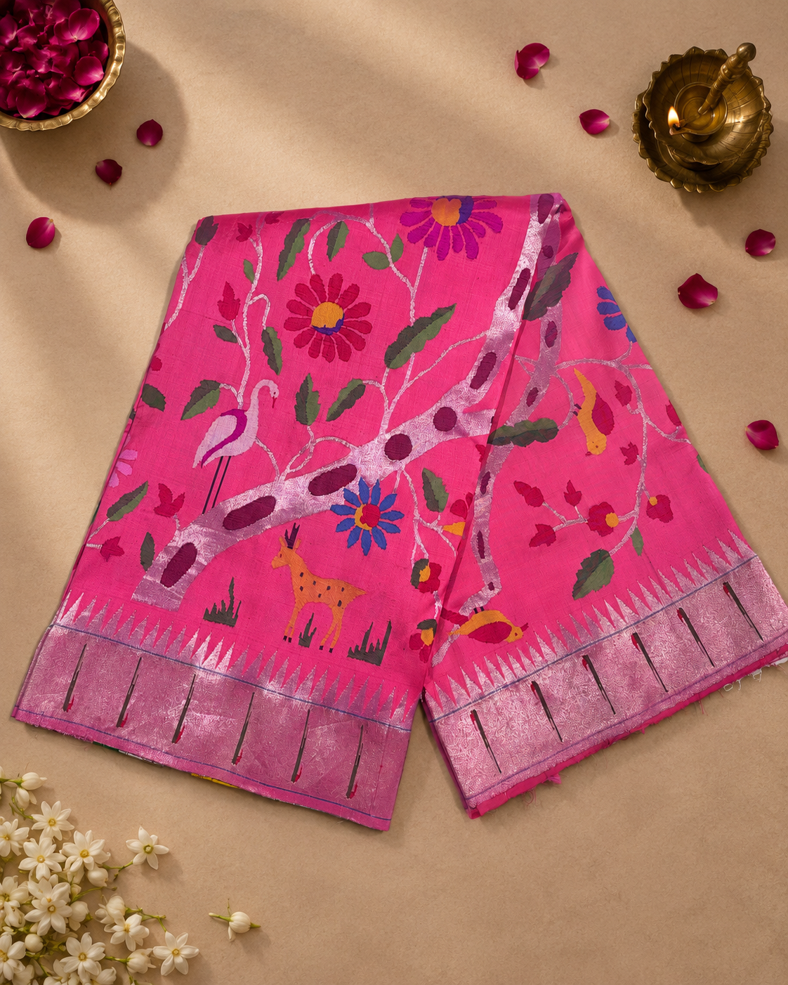 Paithani Brocade with All-Over Resham Work and Muniya Border