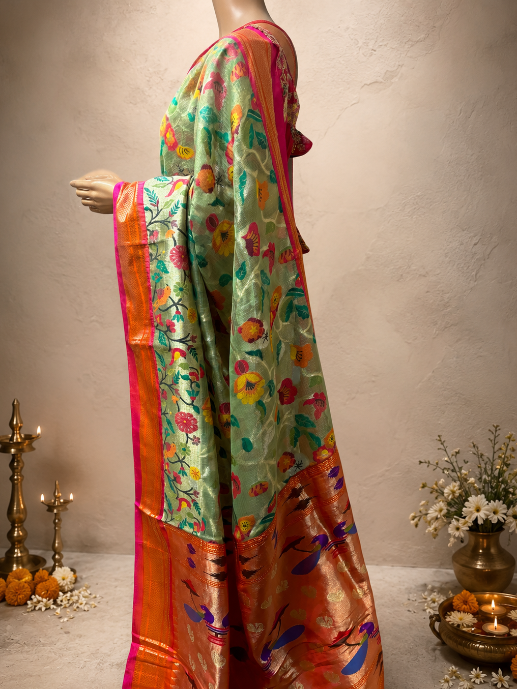 Paithani Traditional Cora Material All-Over Fancy Saree