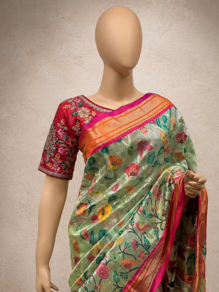 Paithani Traditional Cora Material All-Over Fancy Saree