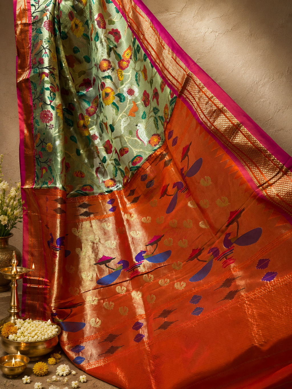 Paithani Traditional Cora Material All-Over Fancy Saree