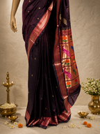 Traditional Border Paithani with Tissue Pallu and Shoulder Peacock
