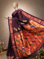 Traditional Border Paithani with Tissue Pallu and Shoulder Peacock
