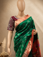 Paithani Muniya Brocade with Full-Body Lining, Checks and Fancy Pallu