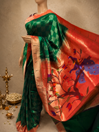 Paithani Muniya Brocade with Full-Body Lining, Checks and Fancy Pallu