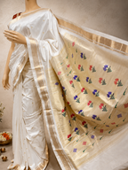 Traditional Paithani Border with Self Pallu and Non-Figurative Asawali Design