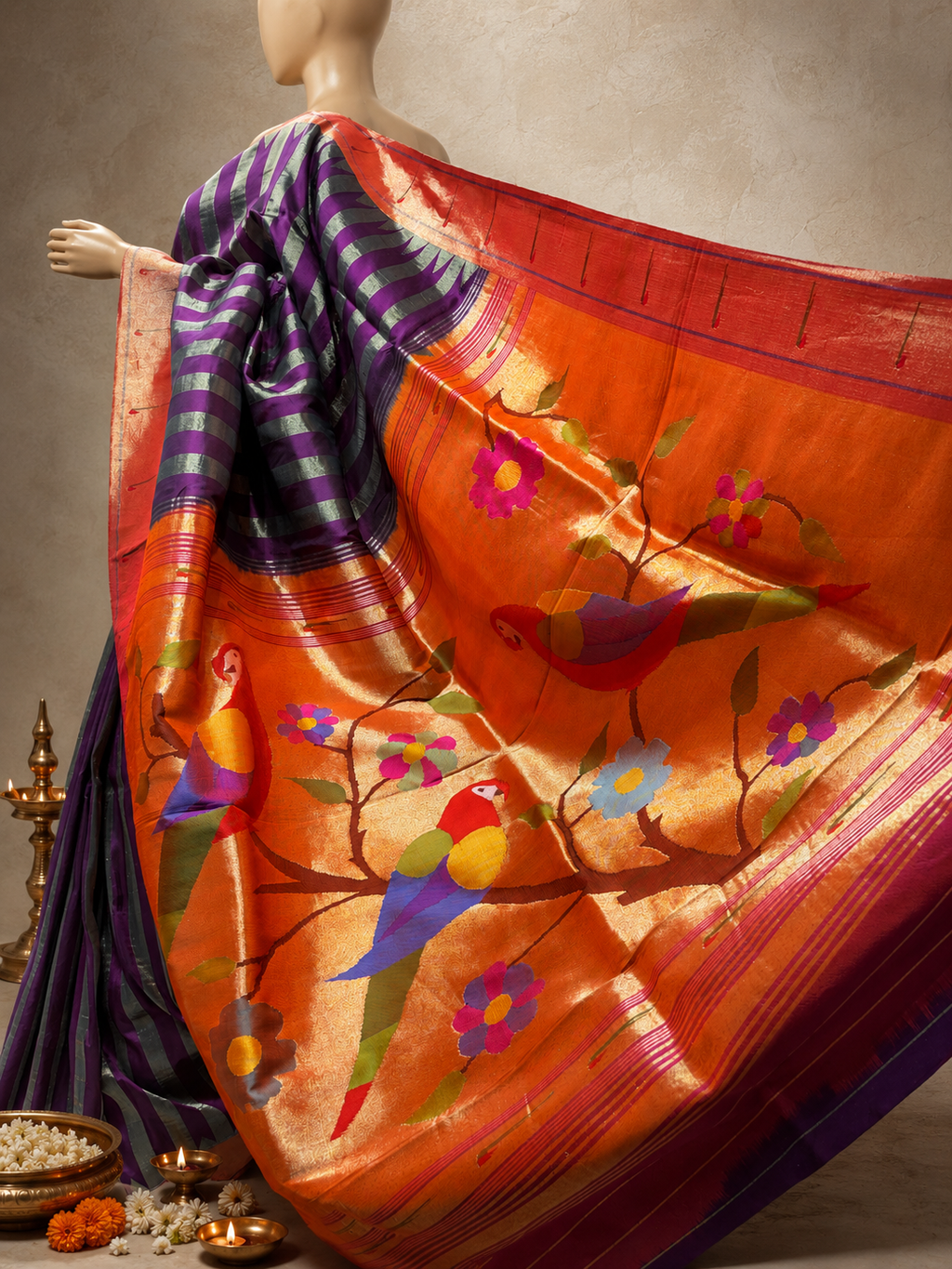 Paithani with Muniya Border, Full-Body Lining and Temple Fancy Pallu