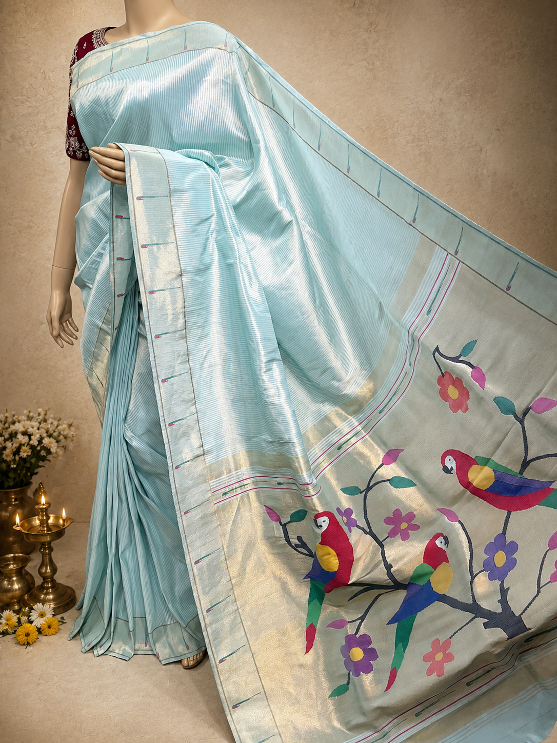 Handloom Paithani with Muniya Border, Full-Body Lining and Fancy Pallu