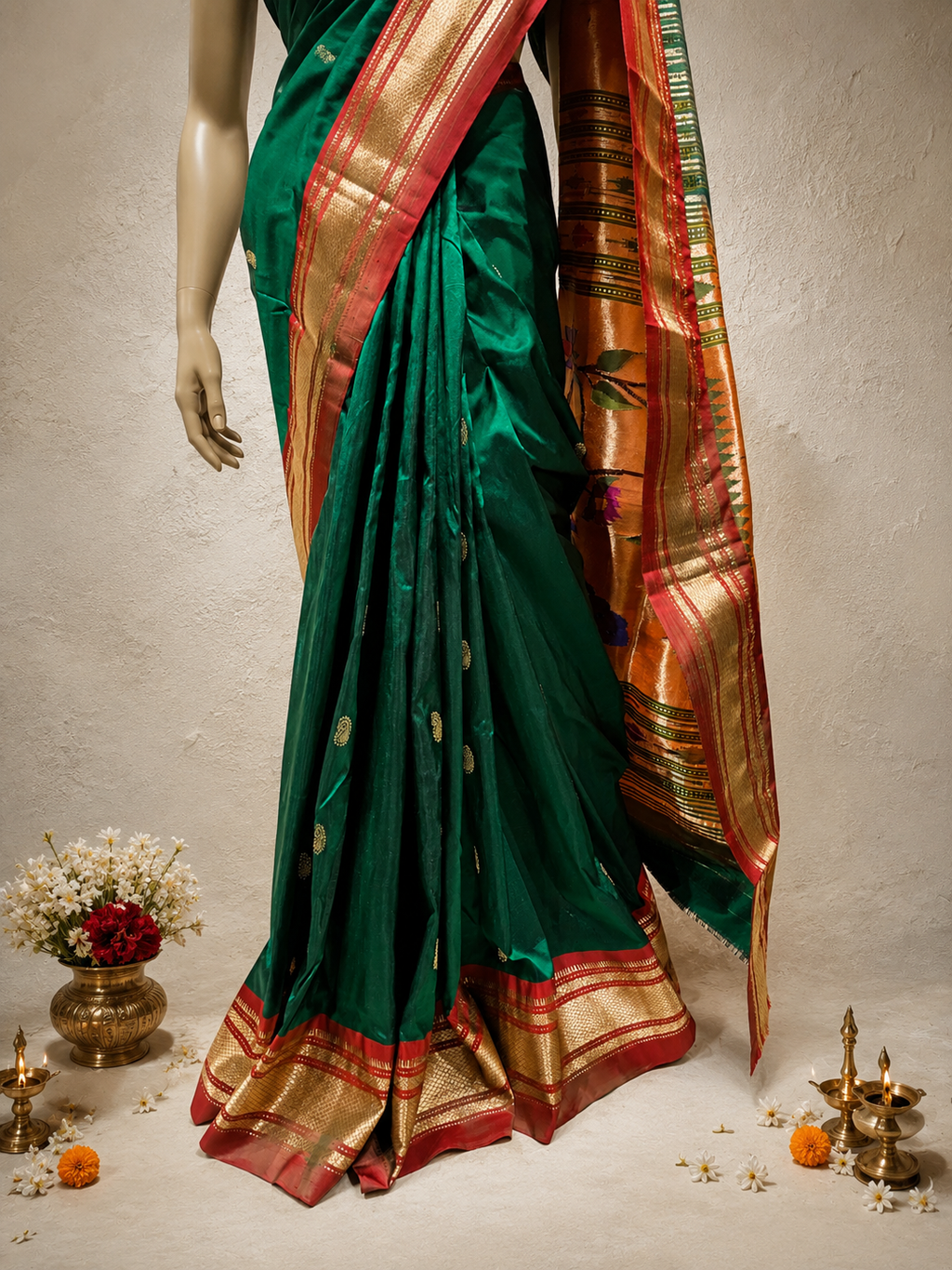 Traditional Border Paithani with Fancy Pallu