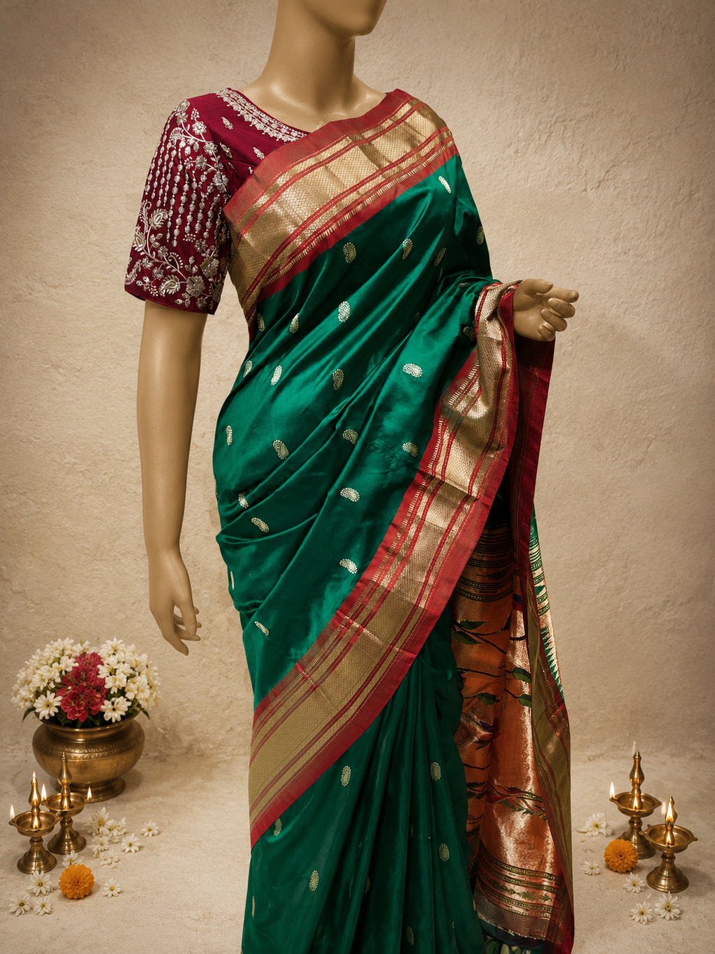 Traditional Border Paithani with Fancy Pallu