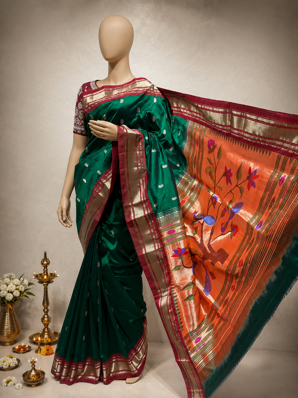 Traditional Border Paithani with Fancy Pallu