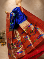 South Brocade Paithani with Muniya and Skirt Border and Fancy Pallu