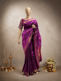 Traditional Paithani Border with Peacock Butta, Fancy Pallu and Self-Colour Combination