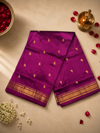 Traditional Paithani Border with Peacock Butta, Fancy Pallu and Self-Colour Combination