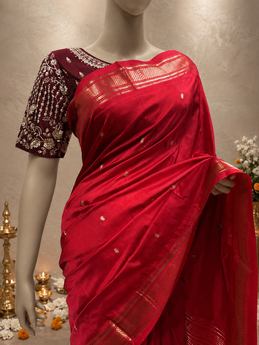 Handloom Traditional Pallu with Traditional Border