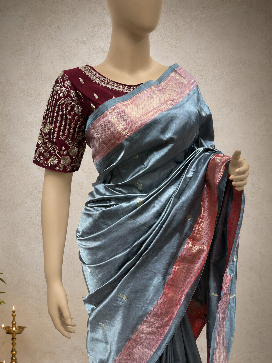 Traditional Border with Self Fancy Pallu all over Butta