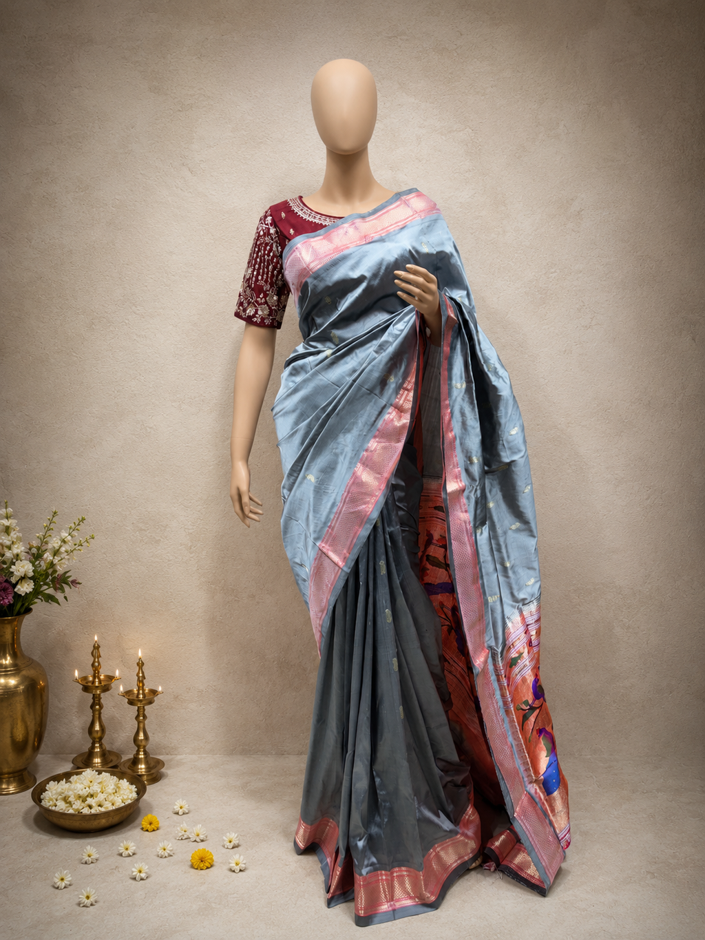 Traditional Border with Self Fancy Pallu all over Butta