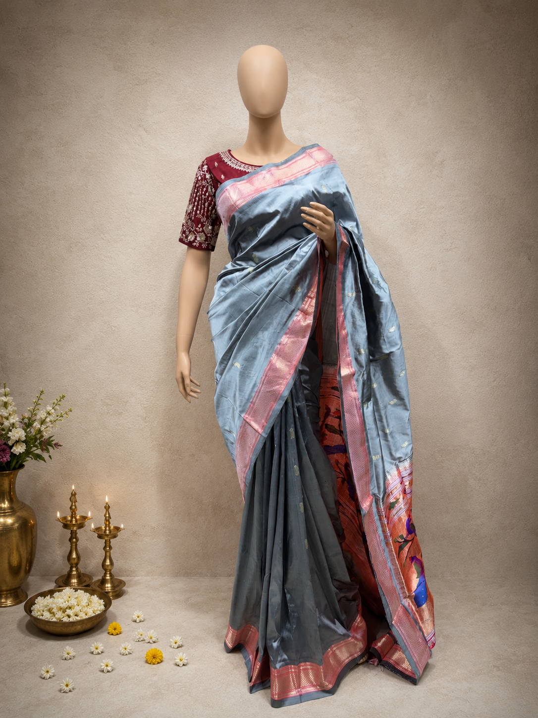 Traditional Border with Self Fancy Pallu all over Butta