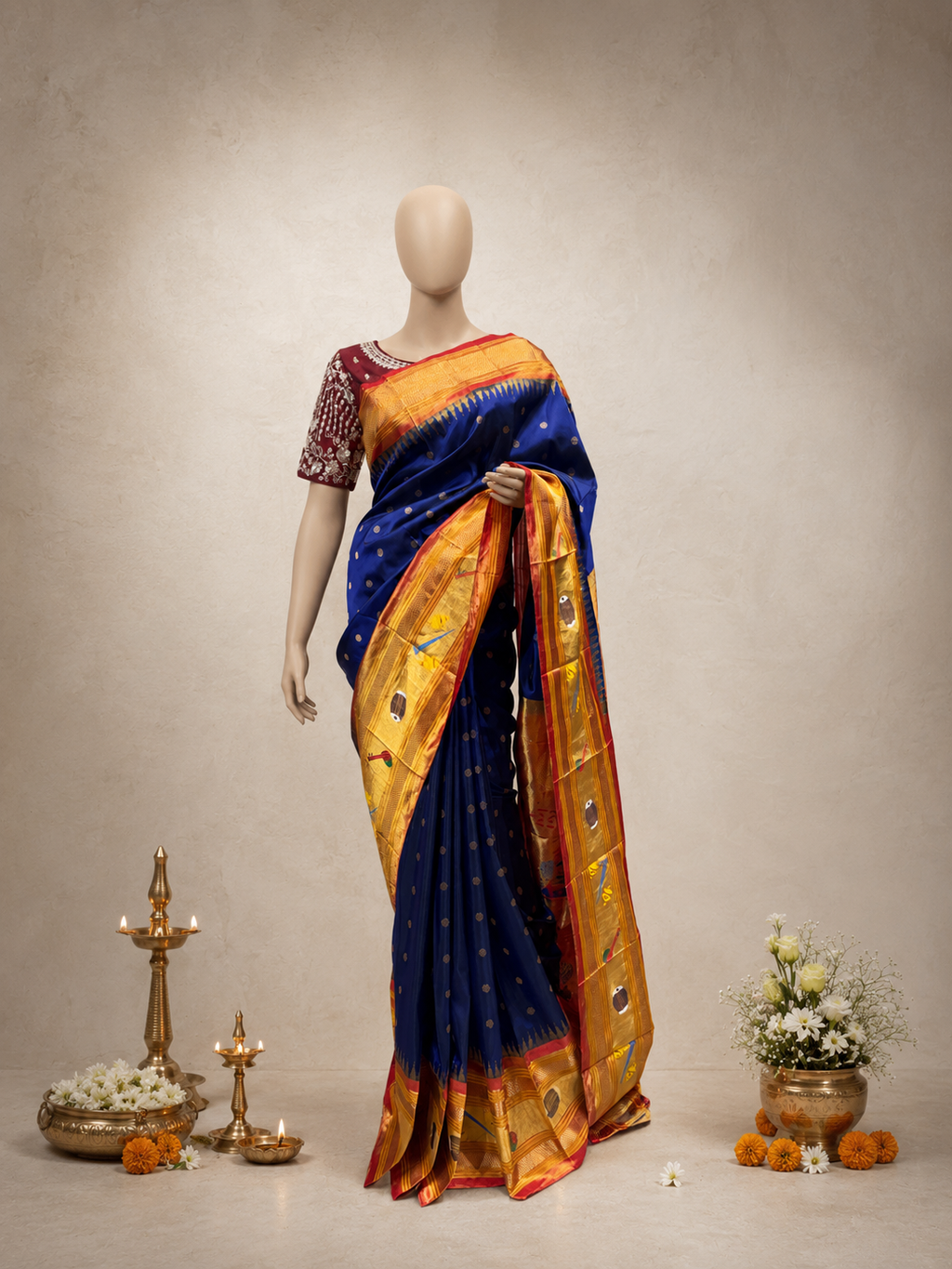 Pure Silk South Musical Border Brocade