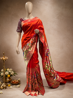 Handloom Brocade Paithani with One-Side Skirt, One-Side Muniya Border and Fancy Pallu