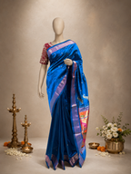Traditional Border Paithani with Tissue Pallu and Shoulder Peacock