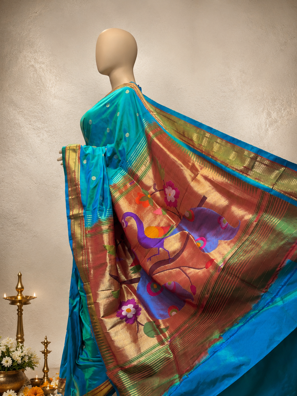 Traditional Paithani Border with Fancy Pallu