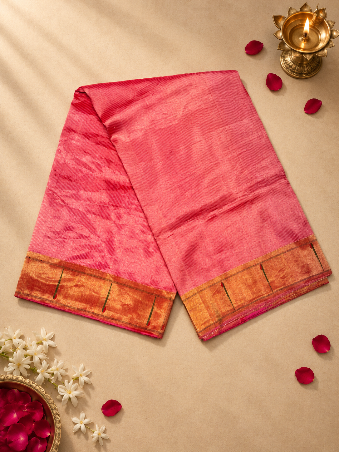 Handloom Single Muniya Brocade Paithani with Full-Body Lining and Fancy Pallu