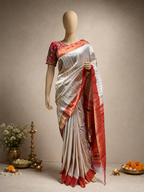 Handloom Single Muniya Brocade Paithani with Full-Body Digital Stripes and Fancy Asawali Pallu