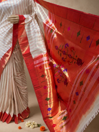 Handloom Single Muniya Brocade Paithani with Full-Body Digital Stripes and Fancy Asawali Pallu