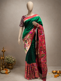 Paithani Brocade with One-Side Skirt Border, One-Side Muniya Border and Fancy Pallu