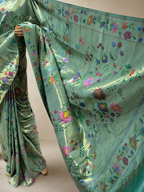 Paithani Brocade with All-Over Zari and Flower Border