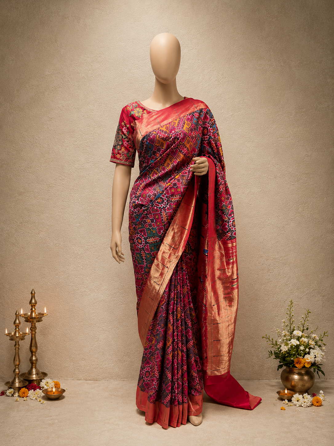 Paithani with Muniya Border, All-Over Patola Design and Traditional Brocade Pallu
