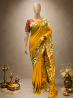 Cotton Brocade Paithani with Flower Border, All-Over Butta and Fancy Pallu