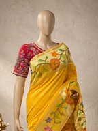Cotton Brocade Paithani with Flower Border, All-Over Butta and Fancy Pallu