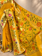 Cotton Brocade Paithani with Flower Border, All-Over Butta and Fancy Pallu