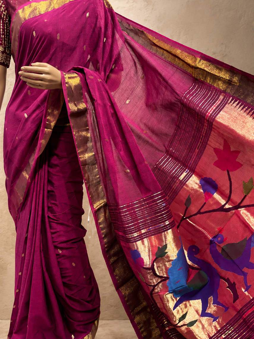 Cotton Paithani with Patta Border and Fancy Pallu