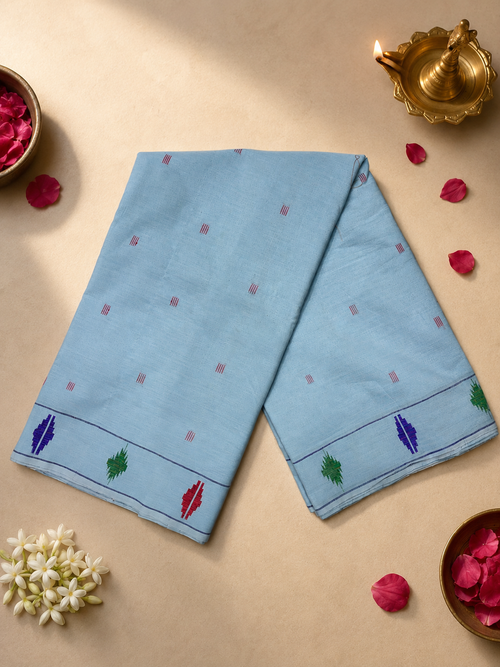 Cotton Punjab Barav Brocade Paithani with Cow-Design Pallu