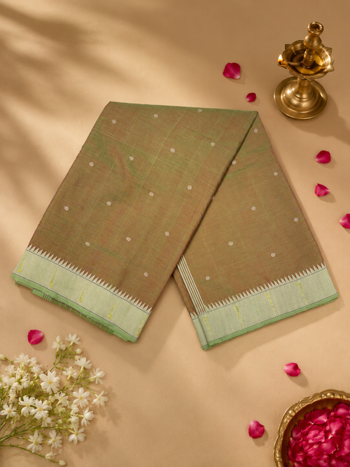 Cotton Self Muniya Border Brocade Paithani with Fancy Pallu