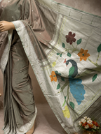 Cotton Self Muniya Border Brocade Paithani with Fancy Pallu