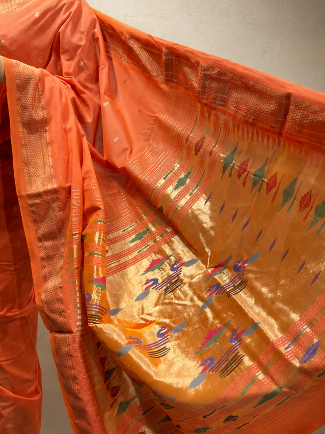 Traditional Border Cotton Paithani with Traditional Pallu