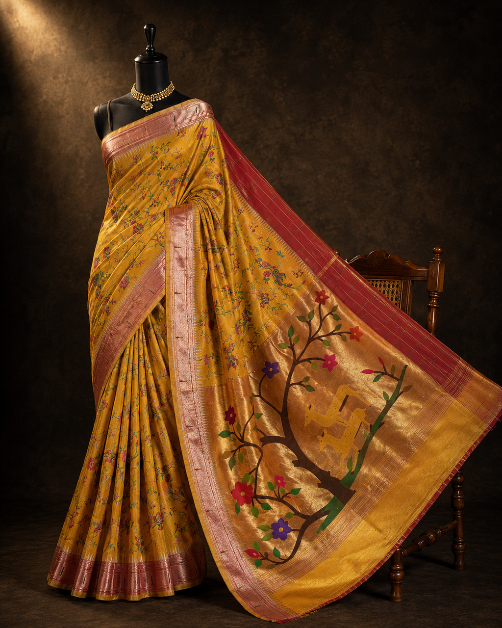 Fusion Paithani Cross Stitched Work