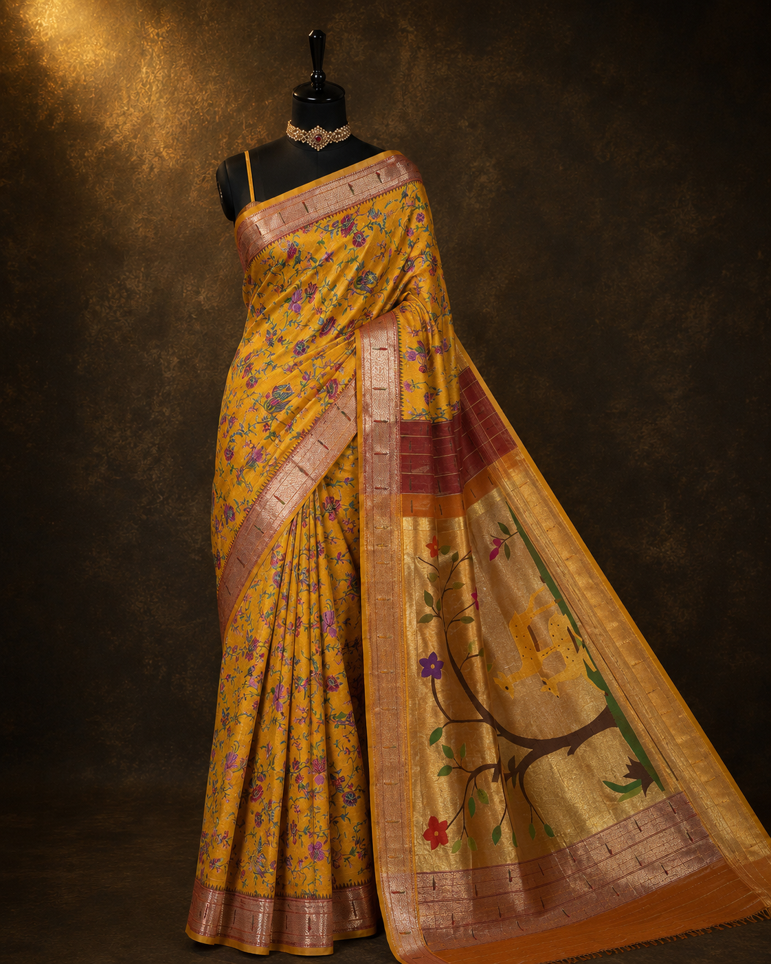 Fusion Paithani Cross Stitched Work