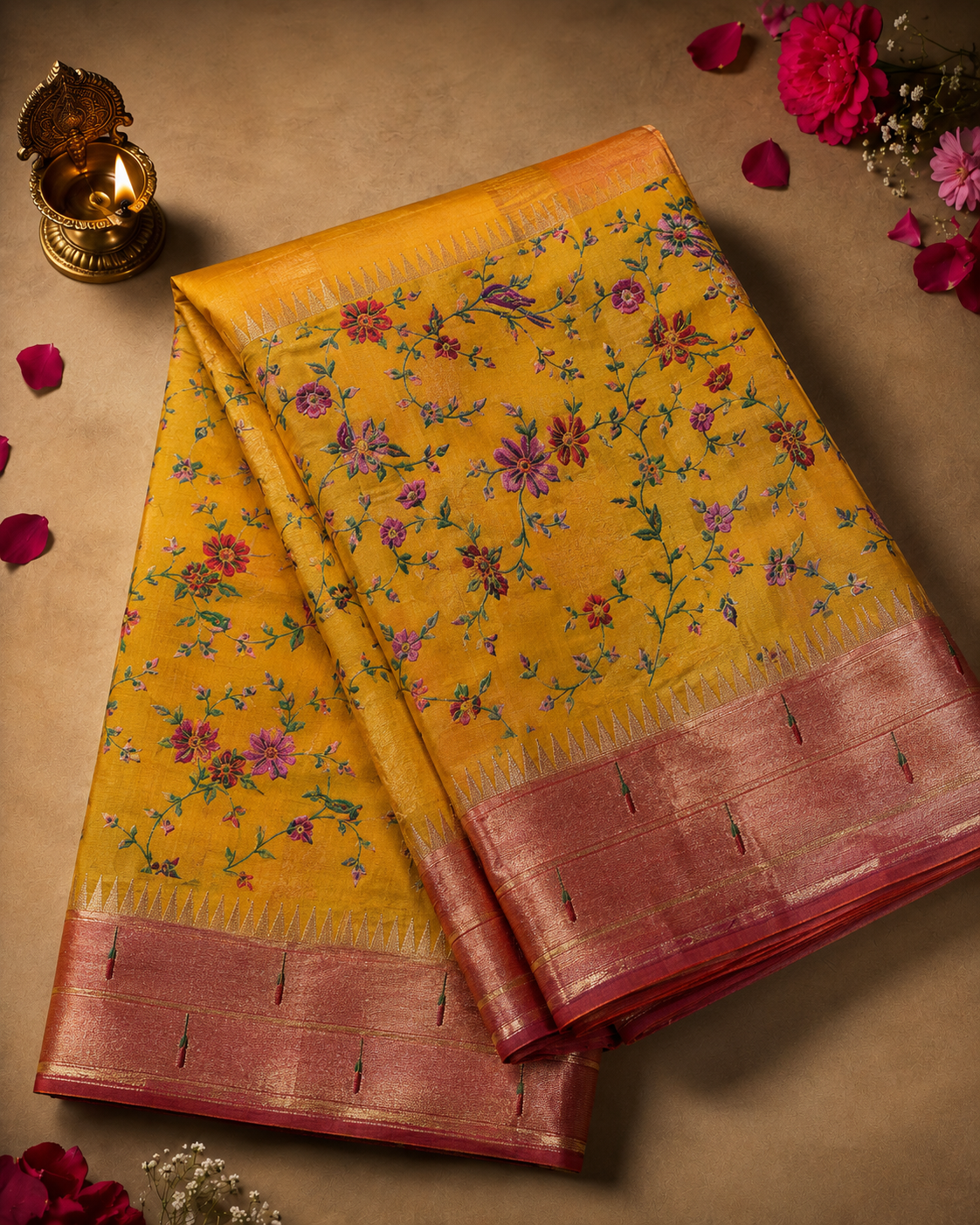 Fusion Paithani Cross Stitched Work