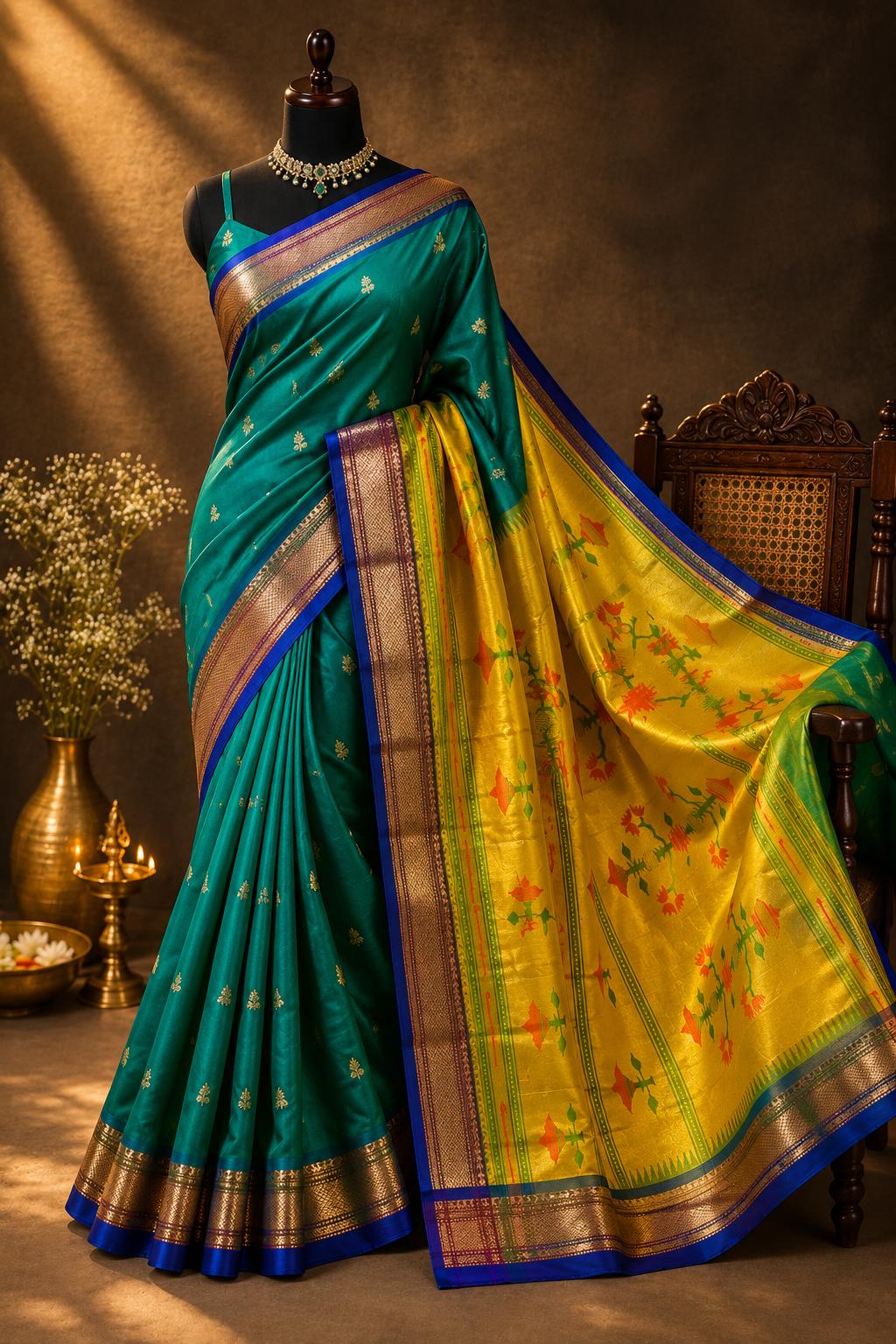 Traditional Border Paithani Aashawali Pallu
