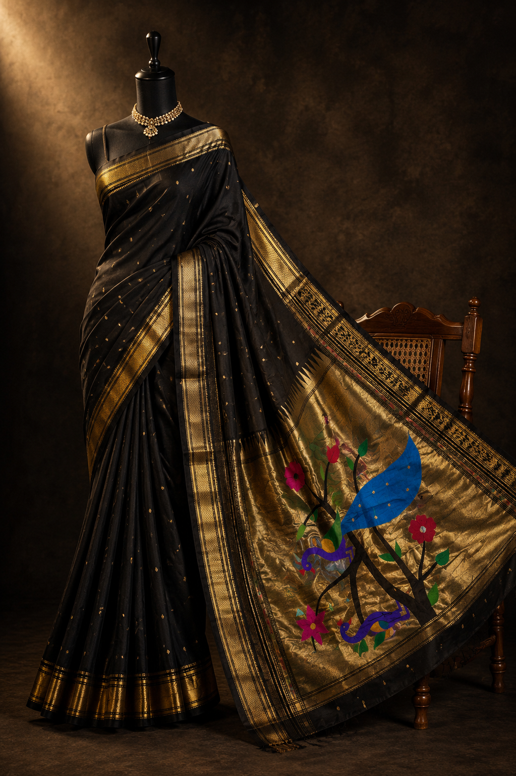 Traditional Yeola Paithani with Fancy Peacock Pallu