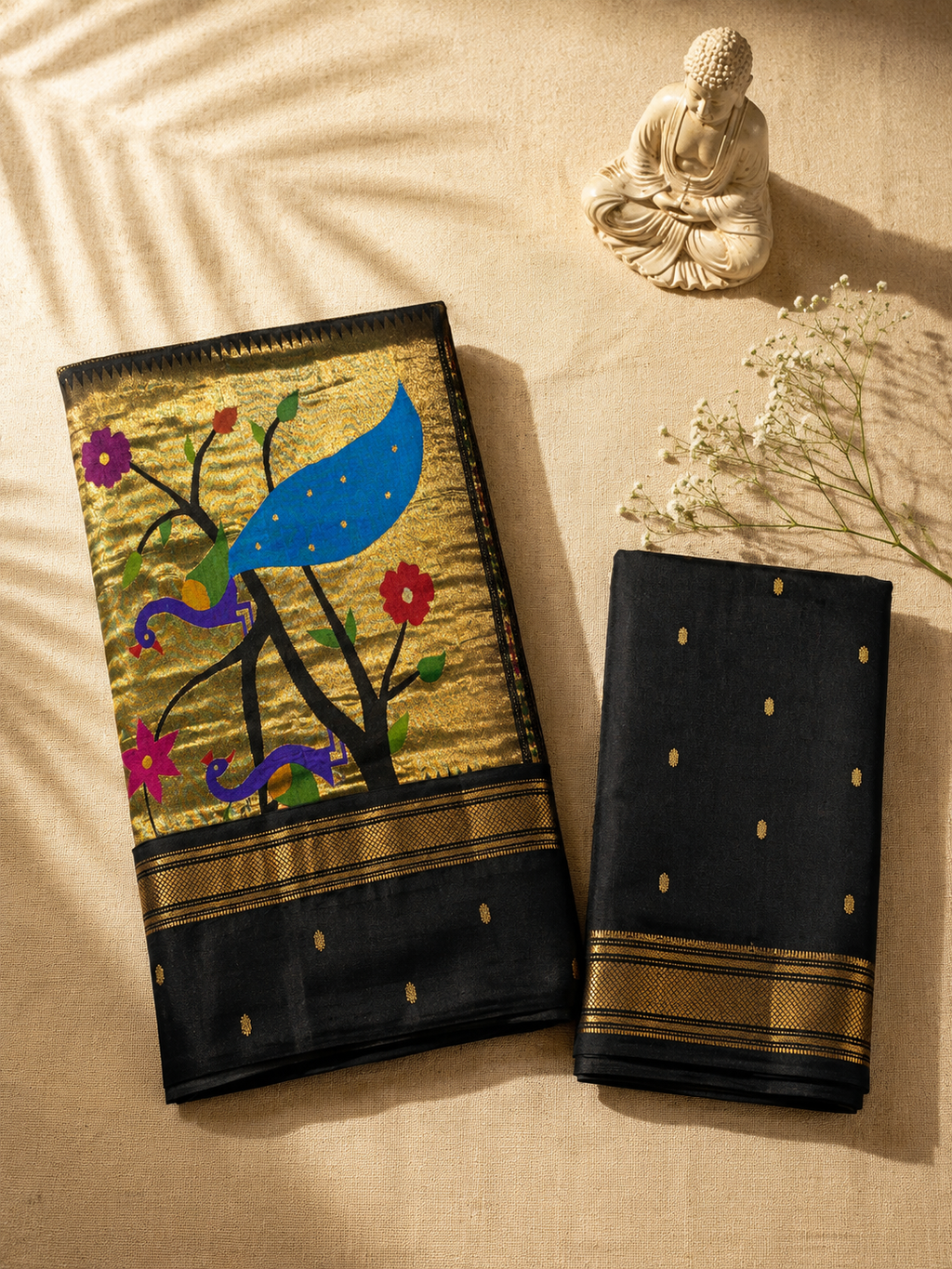 Traditional Yeola Paithani with Fancy Peacock Pallu